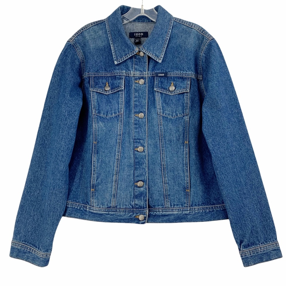 Izod Jeans Denim Jeans Trucker Jacket Medium Blue Wash